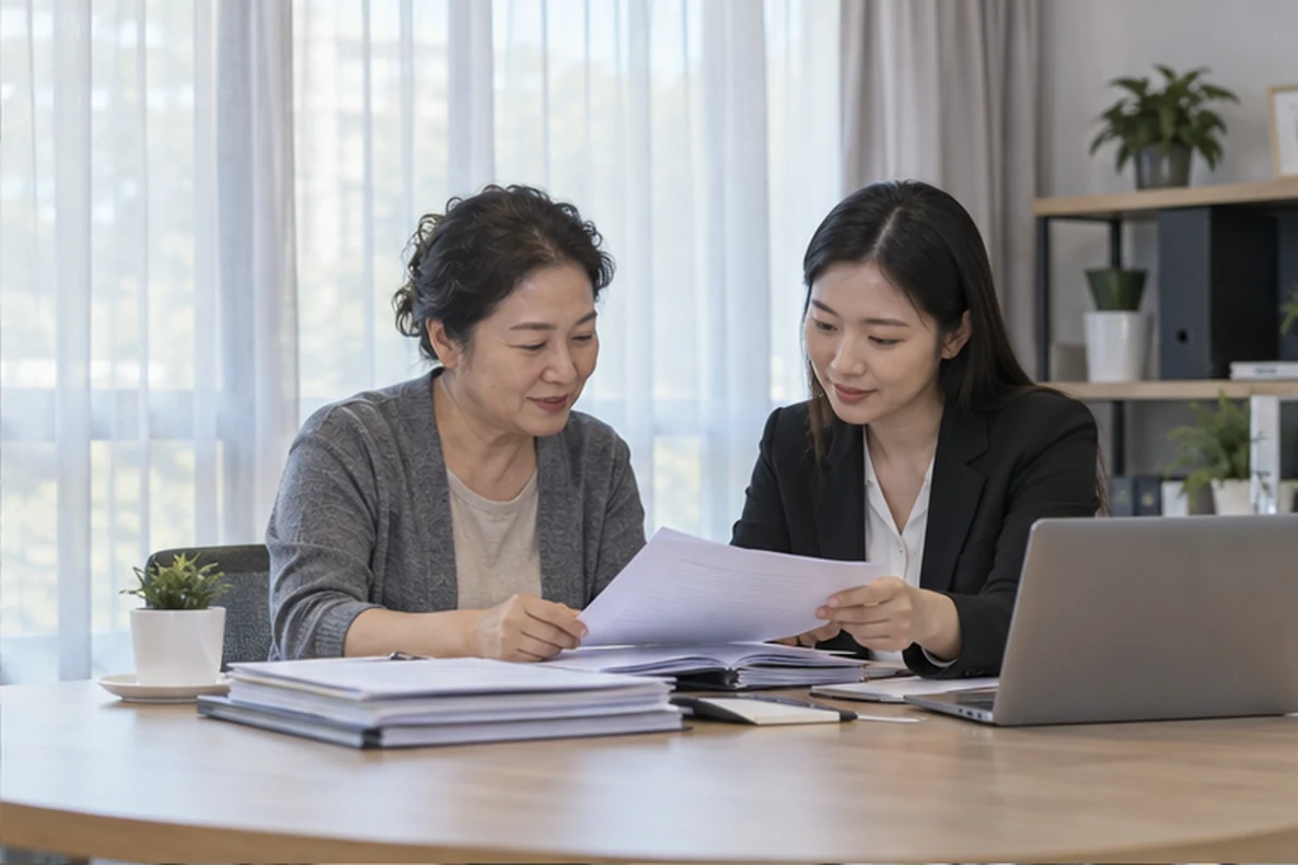核对注册公司资料与办理事项的服务场景示意