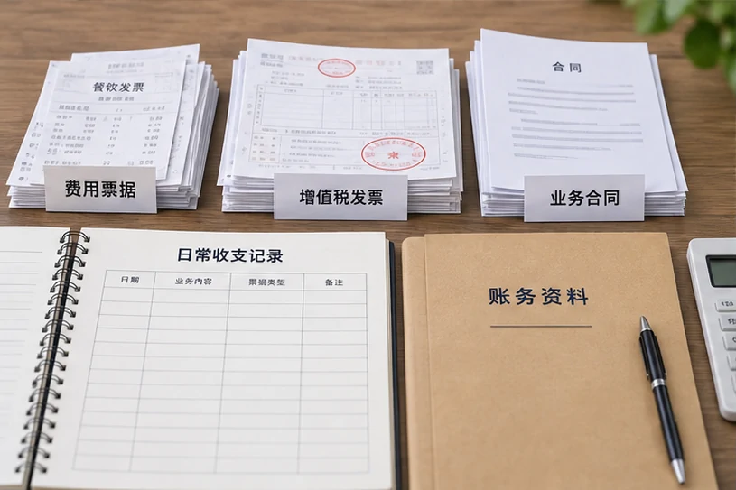 整理企业票据与日常账务资料的服务场景示意
