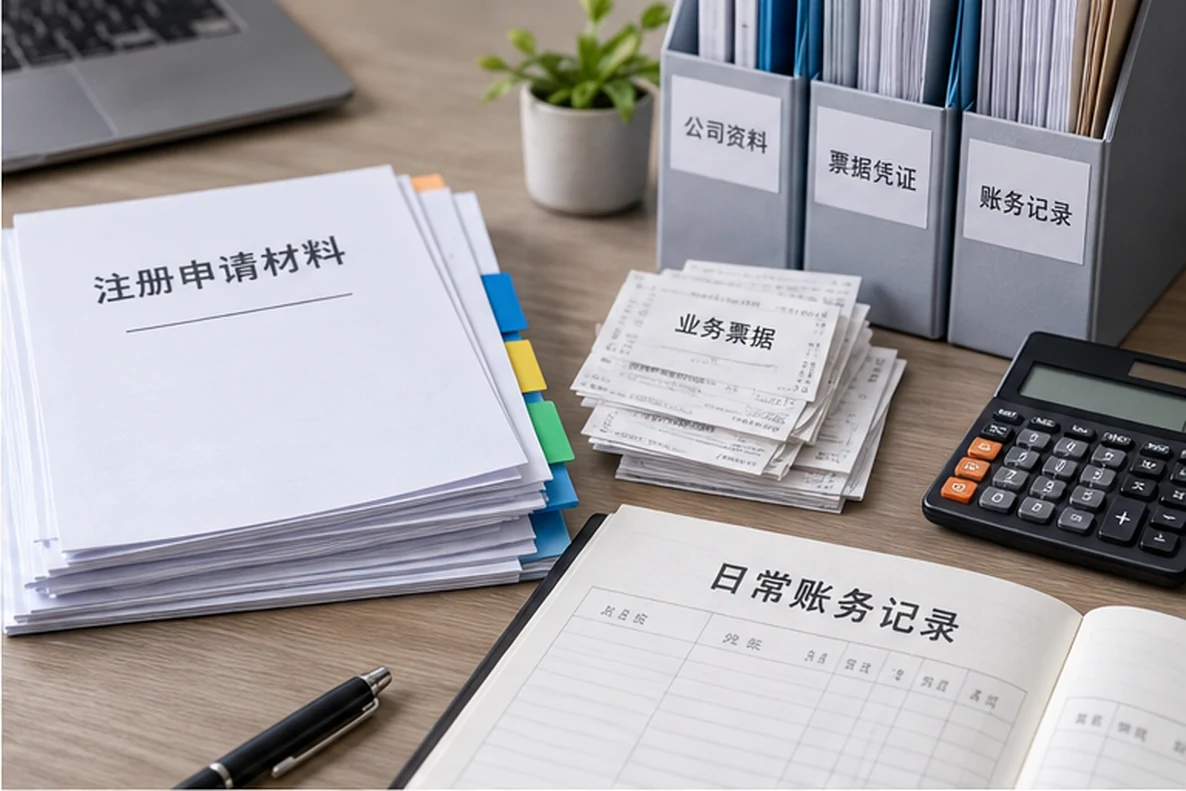 核对注册公司资料与办理事项的服务场景示意