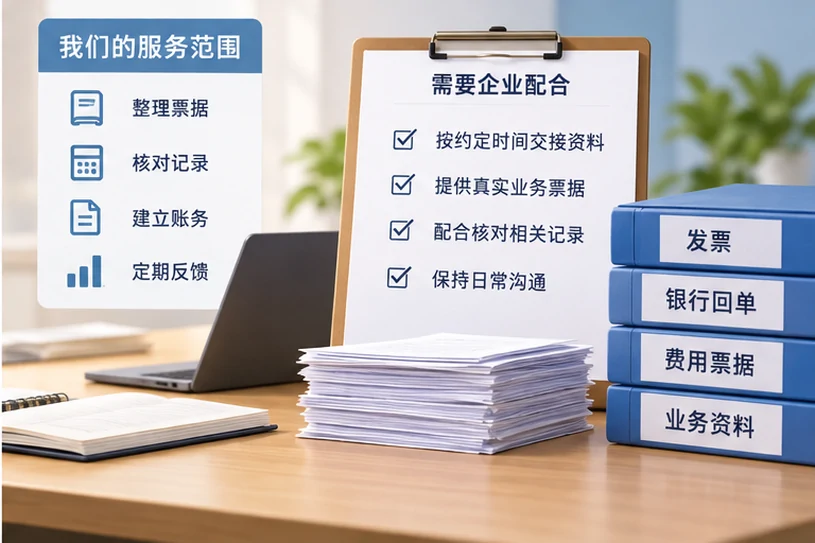 整理企业票据与日常账务资料的服务场景示意