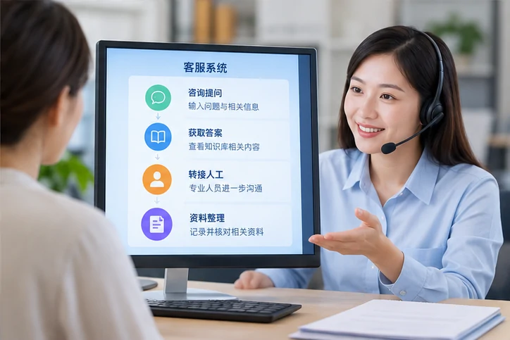 在线客服接待与咨询整理的服务场景示意