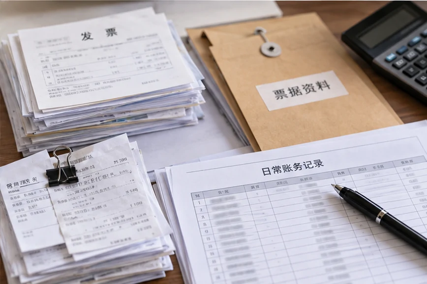 整理企业票据与日常账务资料的服务场景示意