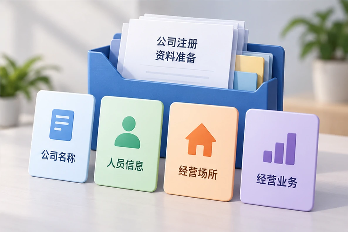 核对注册公司资料与办理事项的服务场景示意