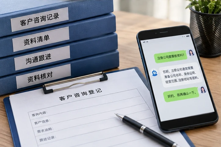 在线客服接待与咨询整理的服务场景示意