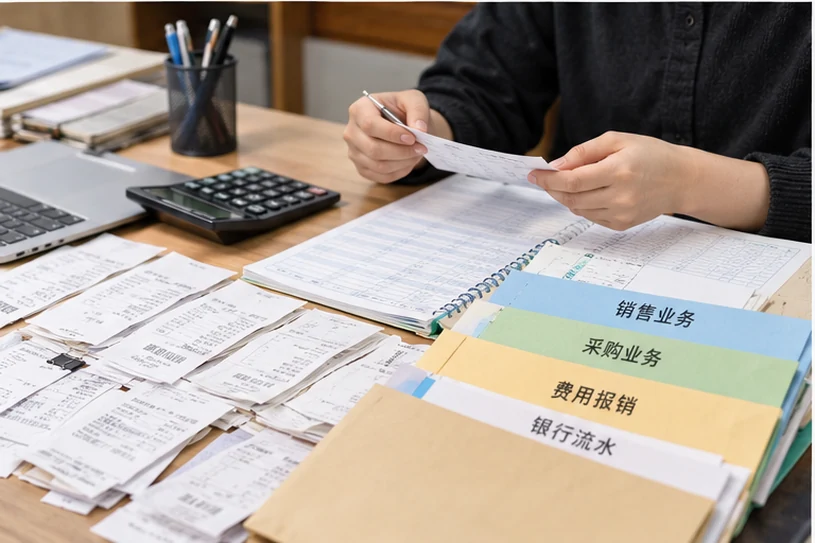 整理企业票据与日常账务资料的服务场景示意