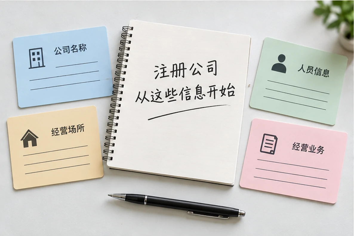 核对注册公司资料与办理事项的服务场景示意