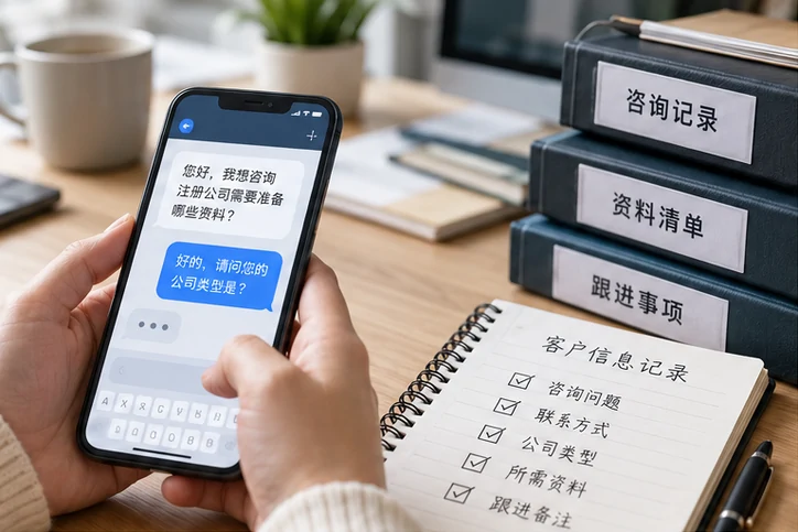 在线客服接待与咨询整理的服务场景示意