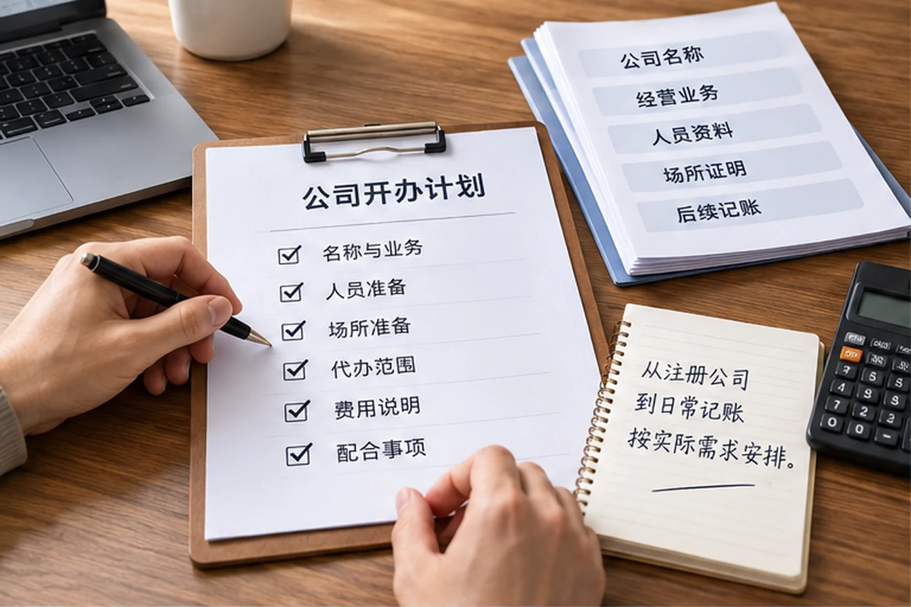 创业者一起整理开办计划的服务场景示意