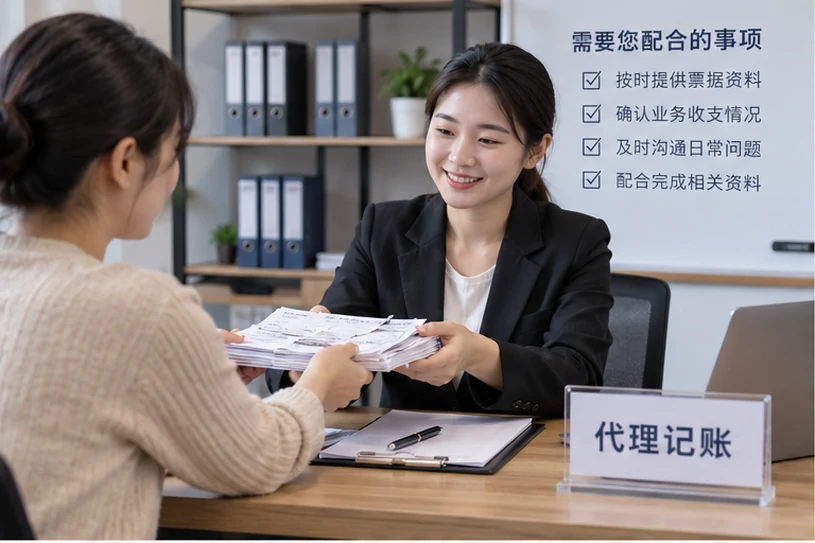 整理企业票据与日常账务资料的服务场景示意