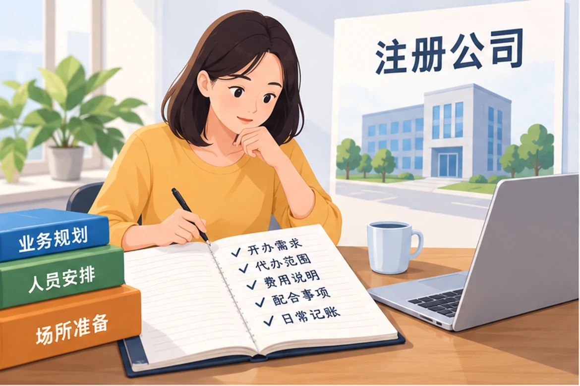 创业者一起整理开办计划的服务场景示意