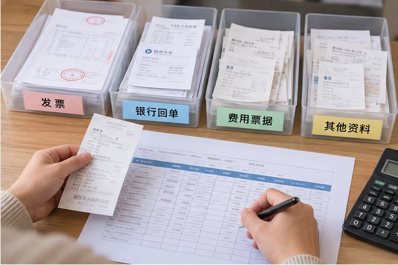 整理企业票据与日常账务资料的服务场景示意