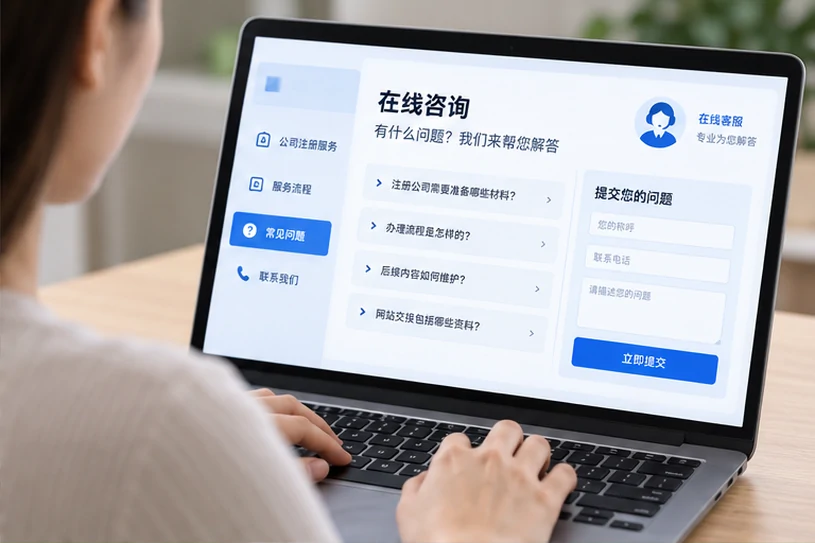 企业网站展示业务与服务信息的场景示意