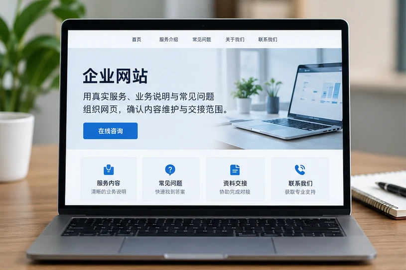 企业网站展示业务与服务信息的场景示意