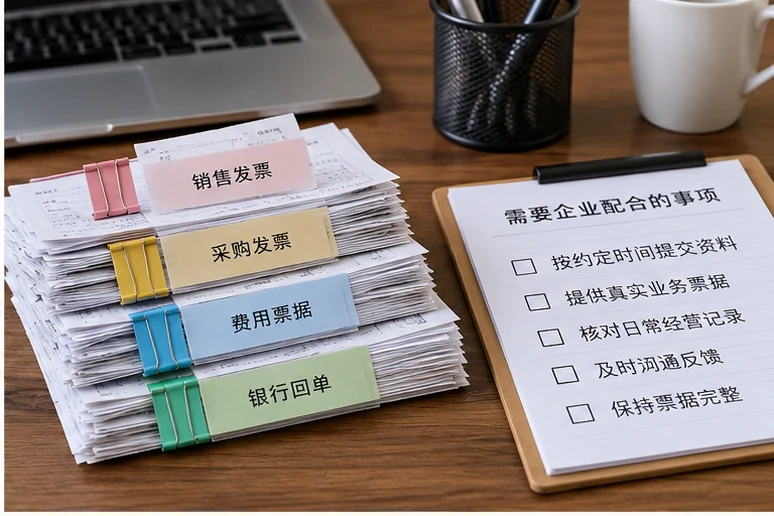 整理企业票据与日常账务资料的服务场景示意