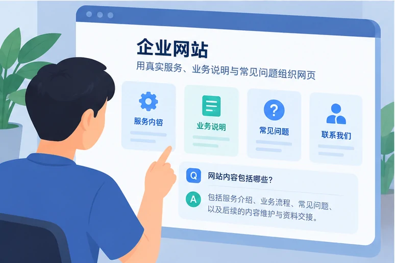 企业网站展示业务与服务信息的场景示意