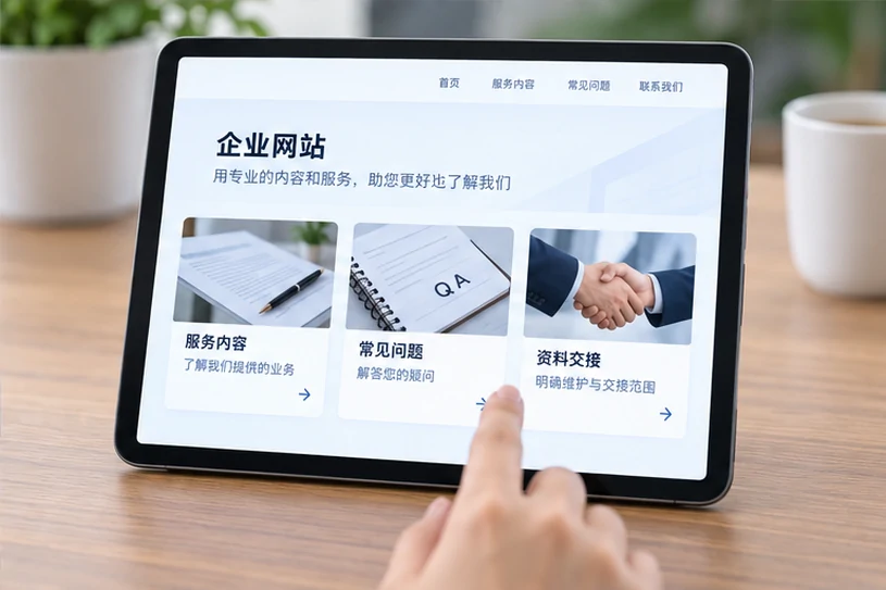企业网站展示业务与服务信息的场景示意
