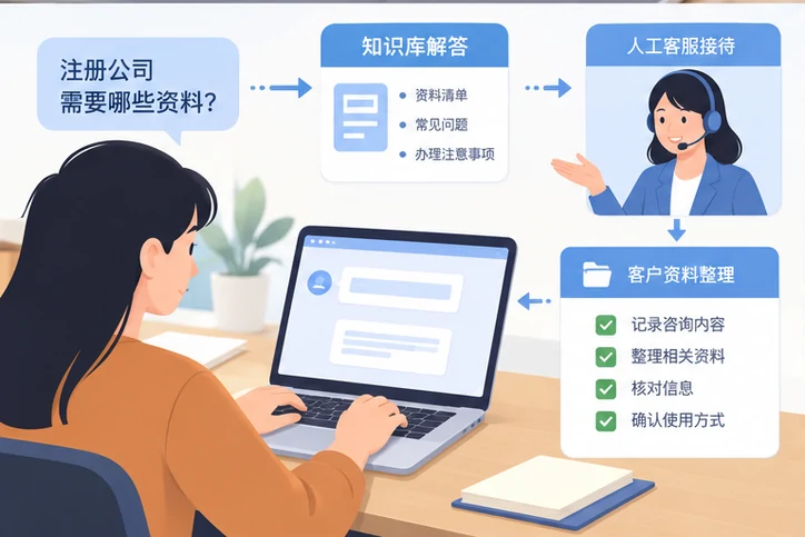 在线客服接待与咨询整理的服务场景示意