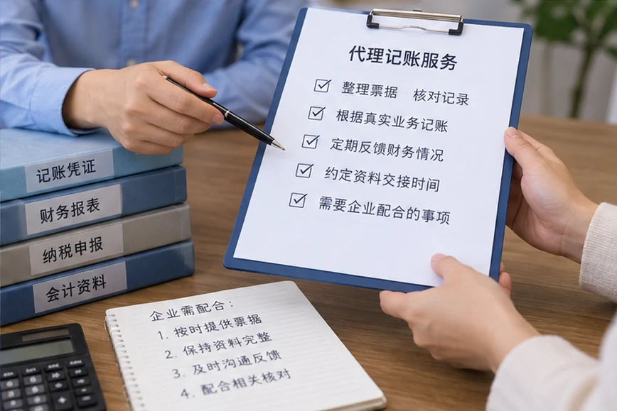 整理企业票据与日常账务资料的服务场景示意