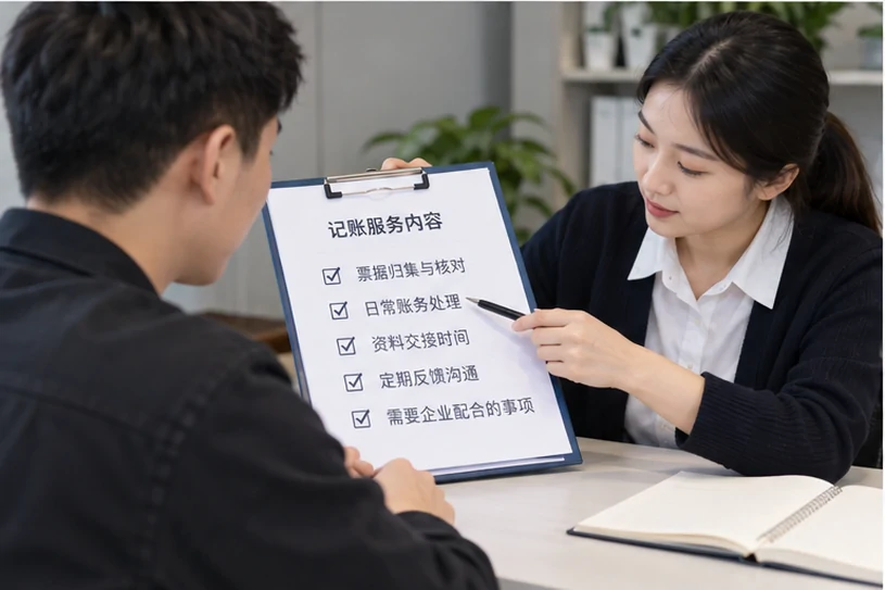 整理企业票据与日常账务资料的服务场景示意