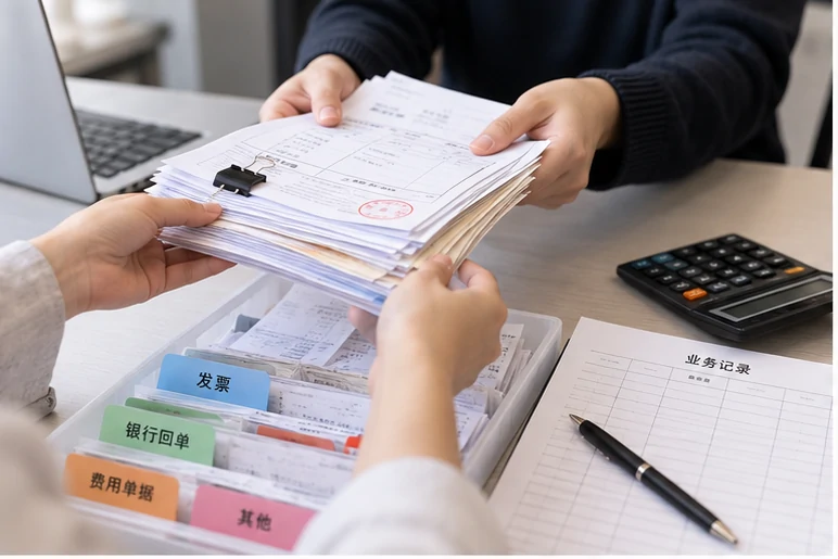 整理企业票据与日常账务资料的服务场景示意