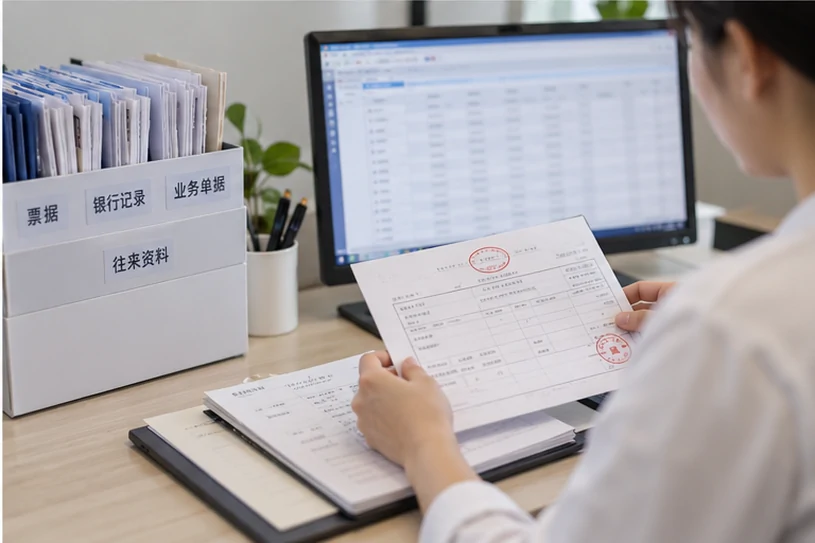 整理企业票据与日常账务资料的服务场景示意