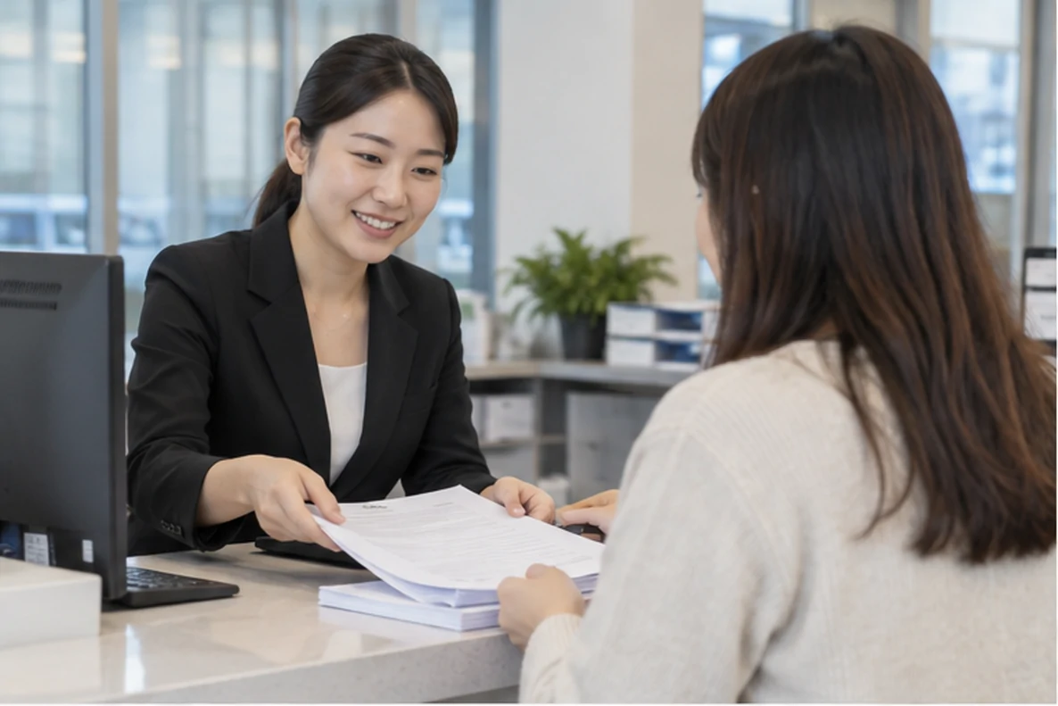 核对注册公司资料与办理事项的服务场景示意