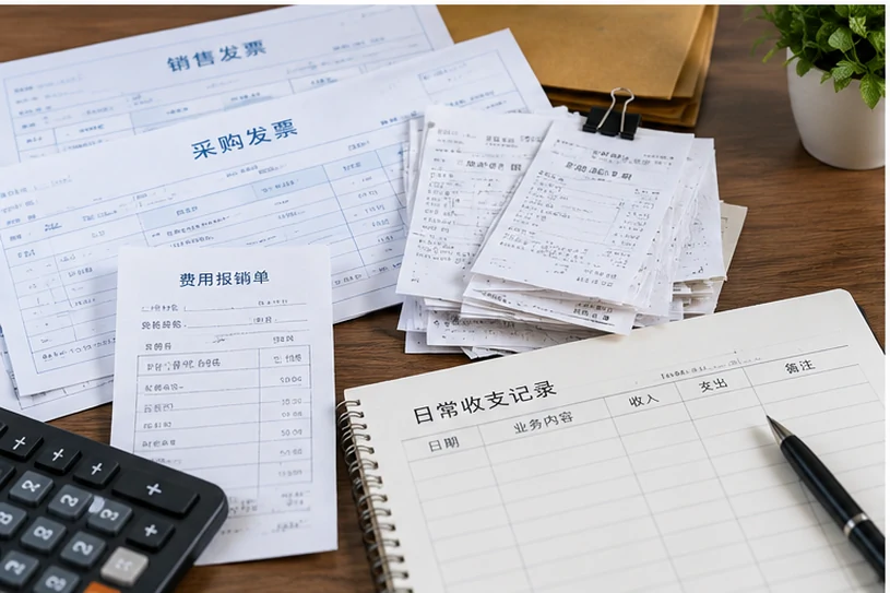 整理企业票据与日常账务资料的服务场景示意