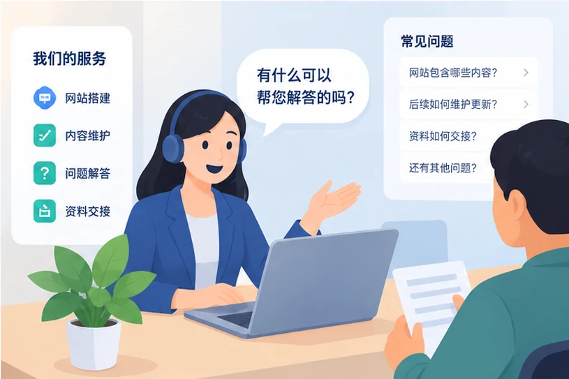 企业网站展示业务与服务信息的场景示意