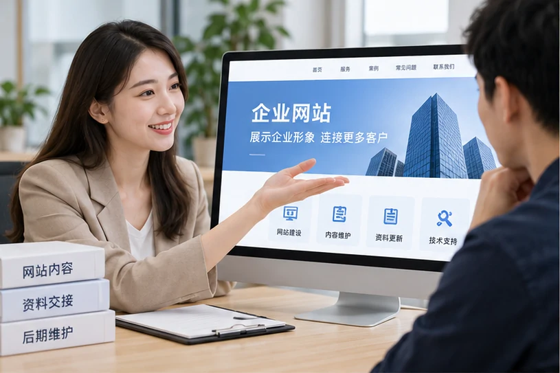 企业网站展示业务与服务信息的场景示意