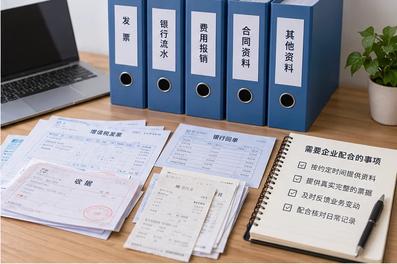 整理企业票据与日常账务资料的服务场景示意