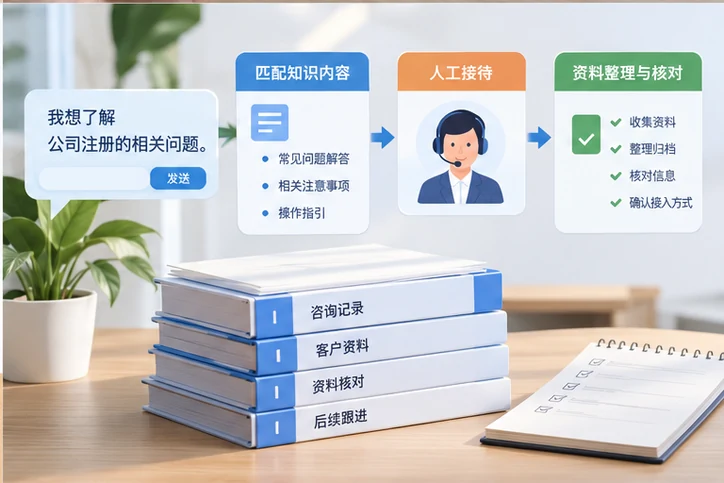在线客服接待与咨询整理的服务场景示意