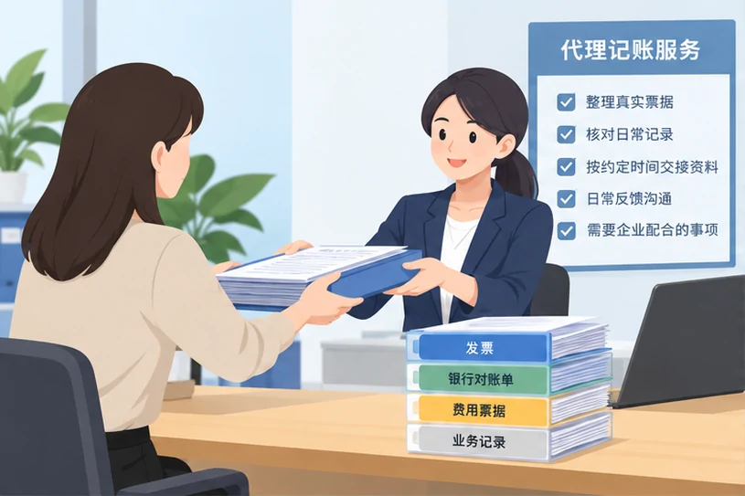 整理企业票据与日常账务资料的服务场景示意