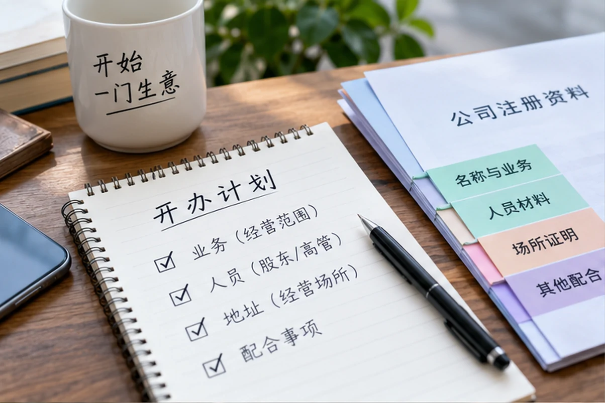 创业者一起整理开办计划的服务场景示意