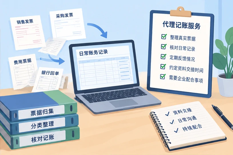 整理企业票据与日常账务资料的服务场景示意