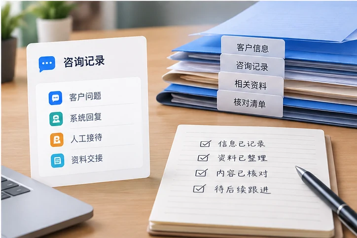 在线客服接待与咨询整理的服务场景示意