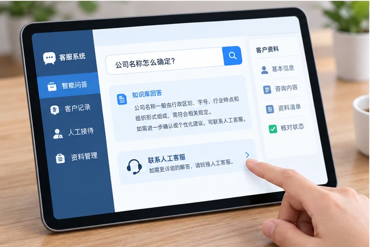 在线客服接待与咨询整理的服务场景示意