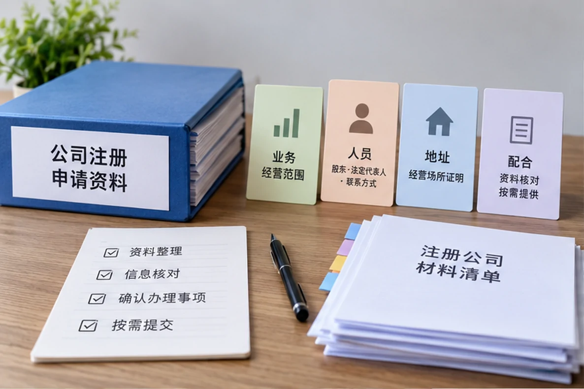 核对注册公司资料与办理事项的服务场景示意