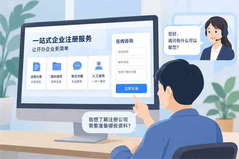 企业网站展示业务与服务信息的场景示意