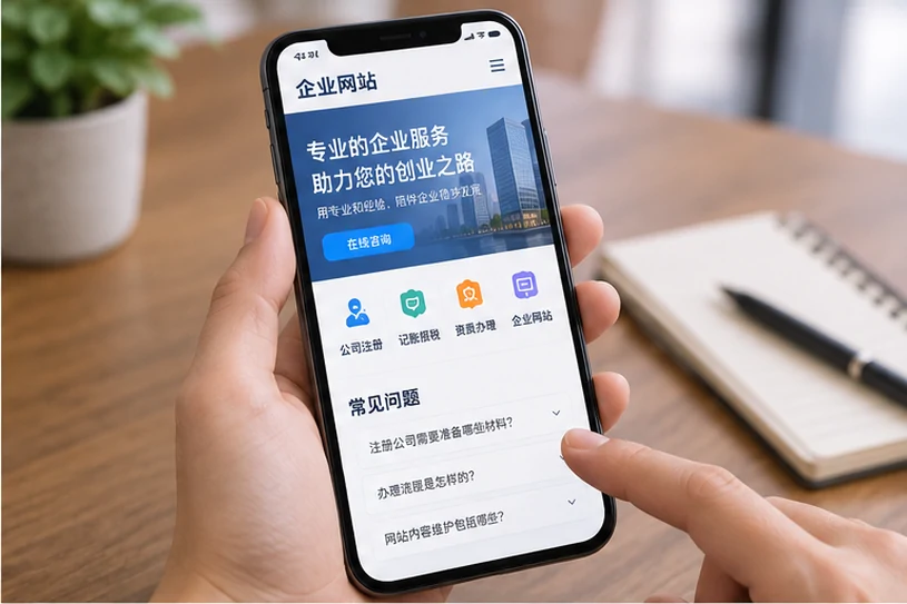 企业网站展示业务与服务信息的场景示意