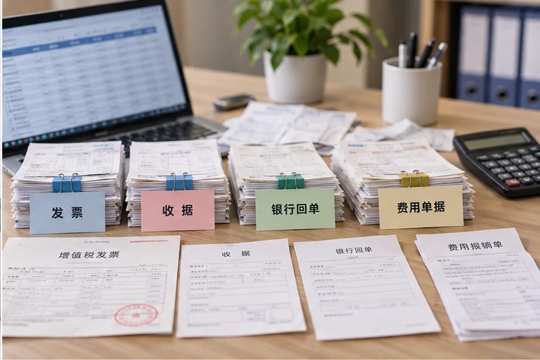 整理企业票据与日常账务资料的服务场景示意
