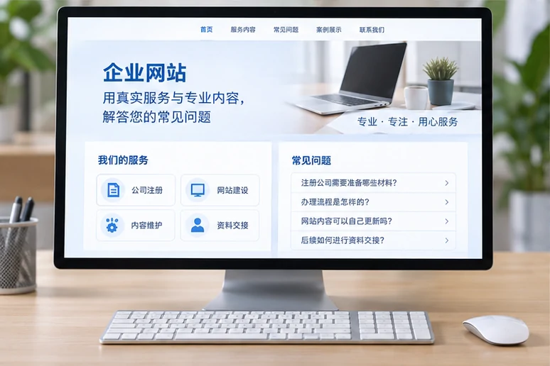 企业网站展示业务与服务信息的场景示意
