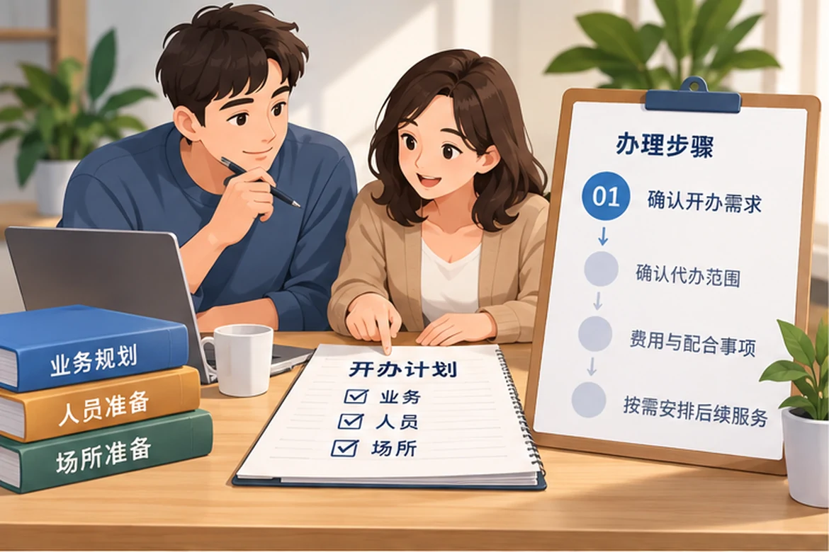 创业者一起整理开办计划的服务场景示意