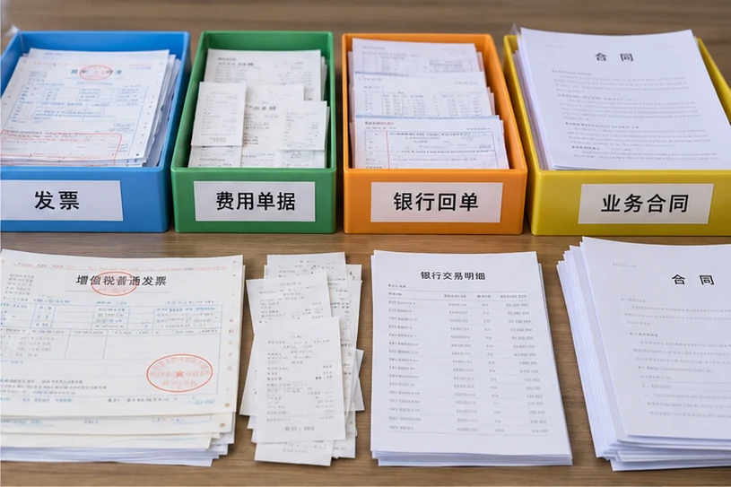 整理企业票据与日常账务资料的服务场景示意