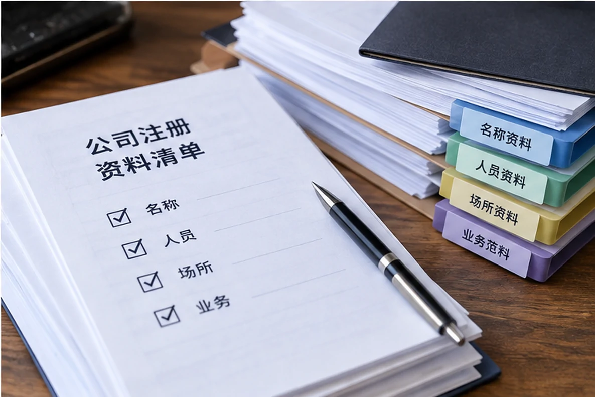 核对注册公司资料与办理事项的服务场景示意