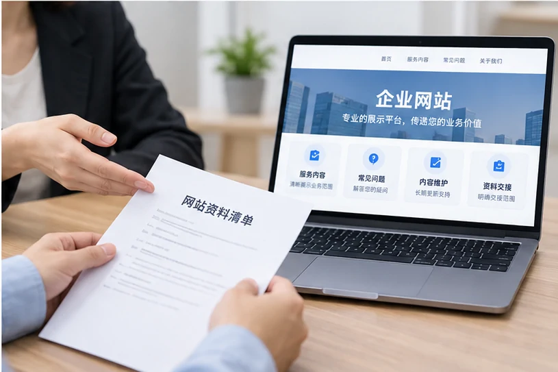 企业网站展示业务与服务信息的场景示意
