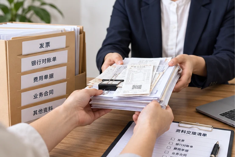 整理企业票据与日常账务资料的服务场景示意