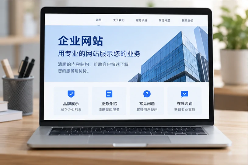 企业网站展示业务与服务信息的场景示意