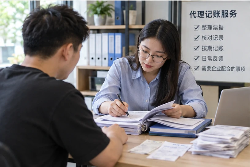整理企业票据与日常账务资料的服务场景示意
