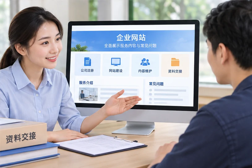 企业网站展示业务与服务信息的场景示意