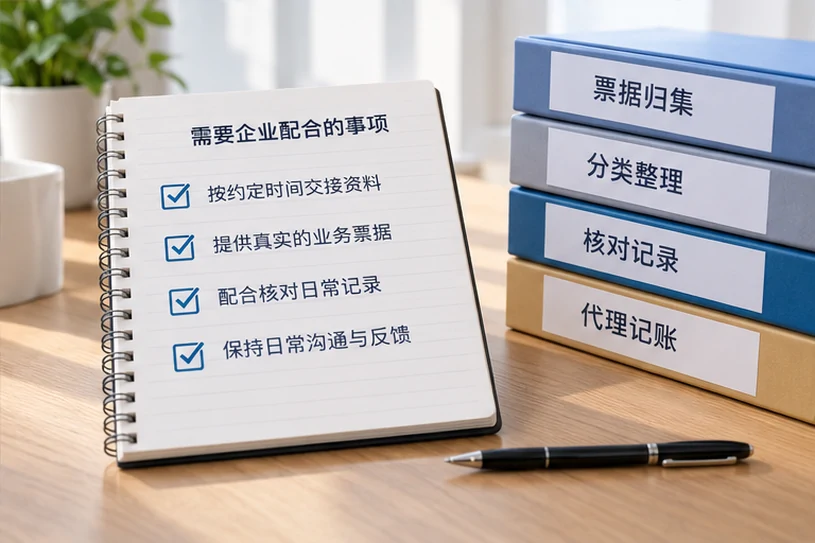 整理企业票据与日常账务资料的服务场景示意